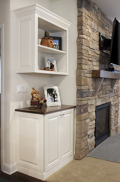 Fireplace Cabinets Topped with Oak Slabs