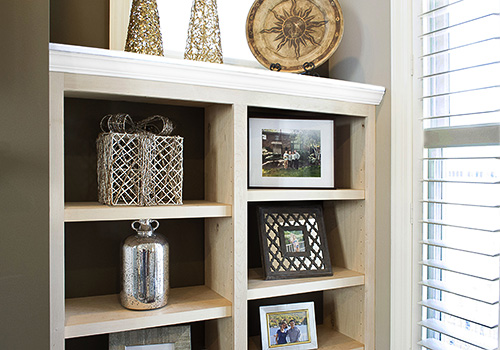 Fireplace Collectible Display Shelves Close Up