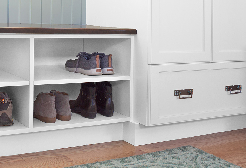 Mudroom Shoe Storage Bench Close Up