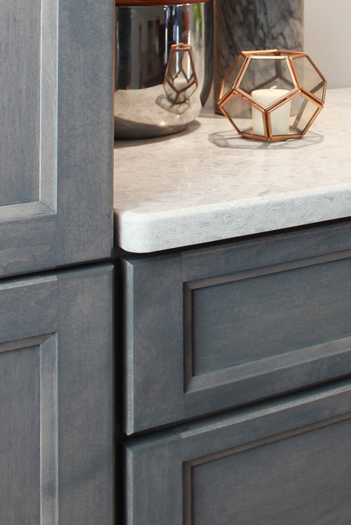 Close On Hardwood Maple Cabinets with Driftwood Stain