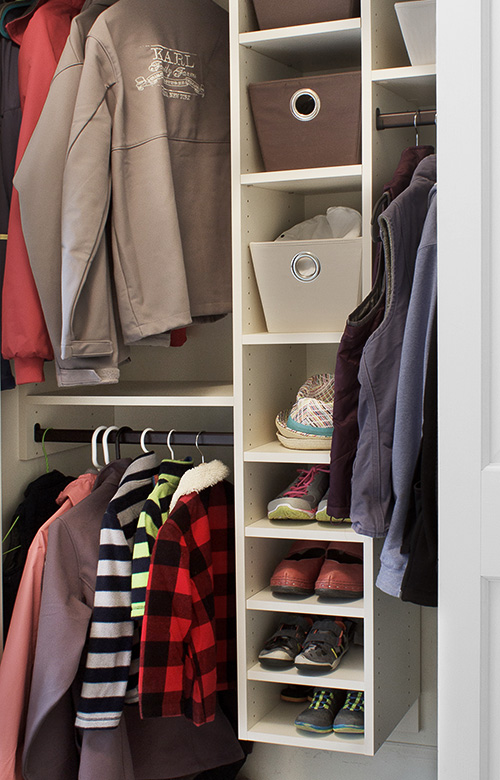 Hanging Space Coat Closet with Conceal-It-All Bins