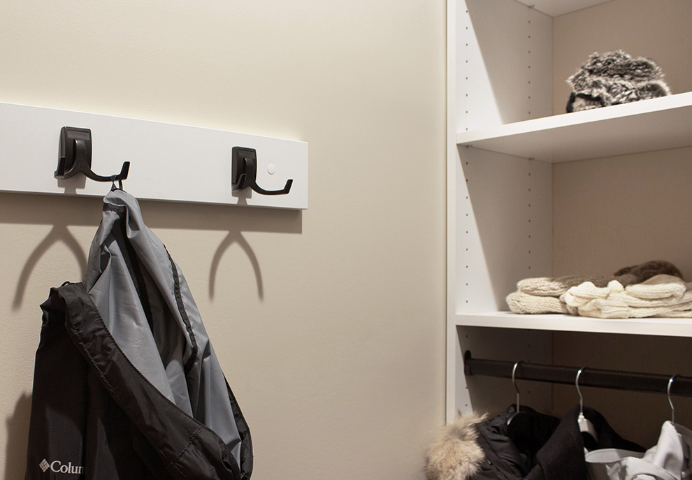 Walk-In Entryway Closet Using Coat Hooks