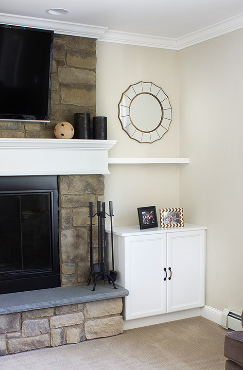 Fireplace Surround Cabinets with Floating Shelves