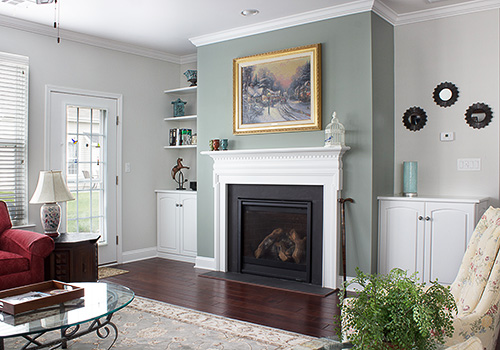 White Fireplace Alcove Cabinets are Decorative Storage