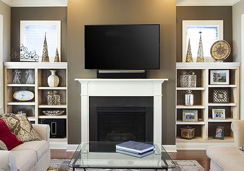 Fireplace Alcove Open Shelf Cabinets