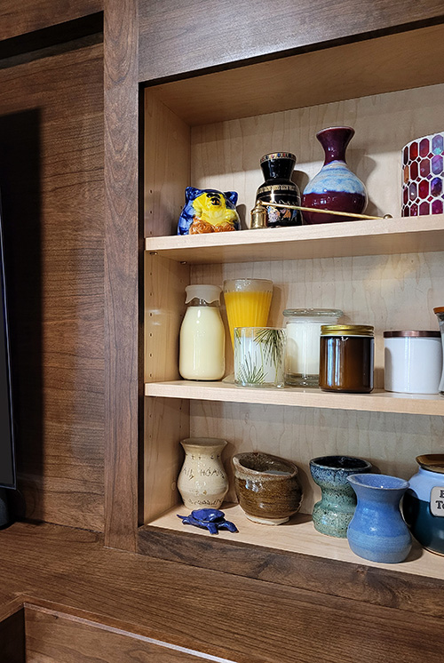 Fireplace Surround Cabinets with Floating Shelves