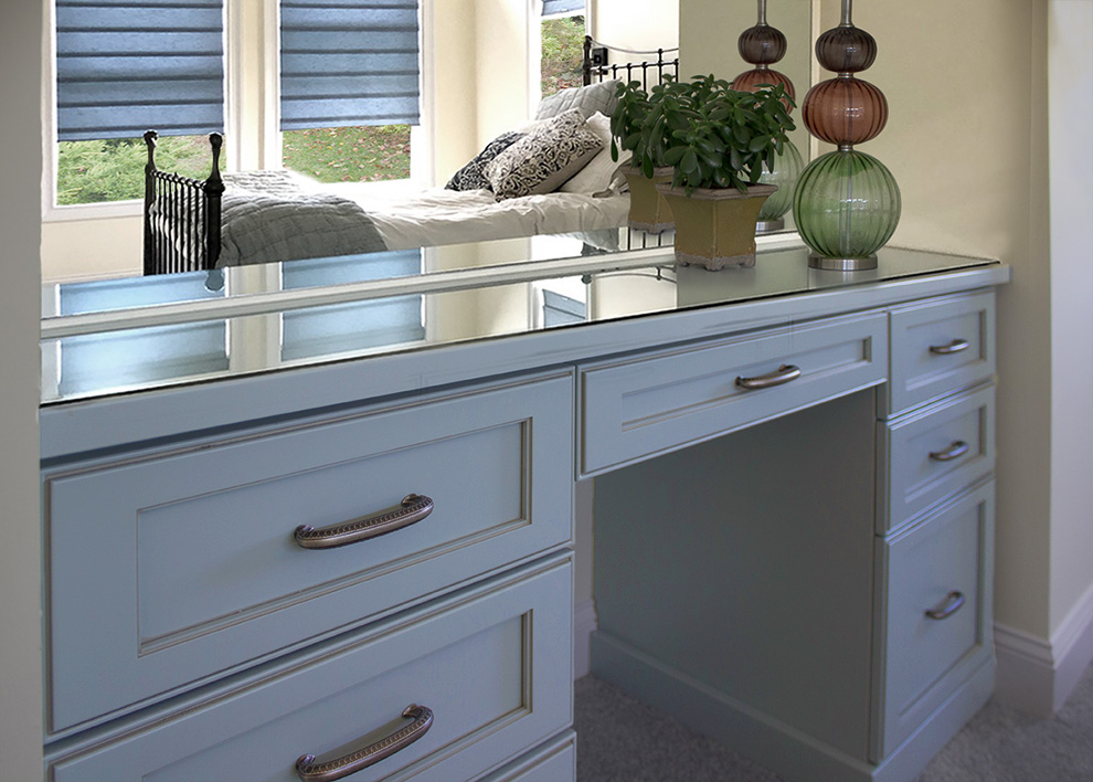 Glass Topped Vanity Makeup Table