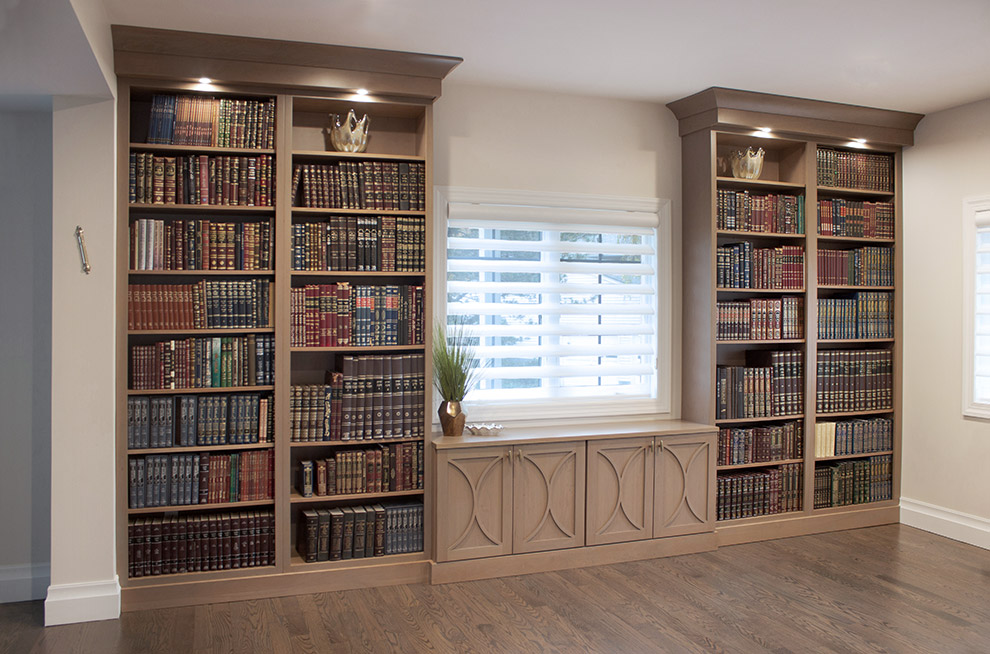 Floor to Ceiling Library Bookcases Built-In