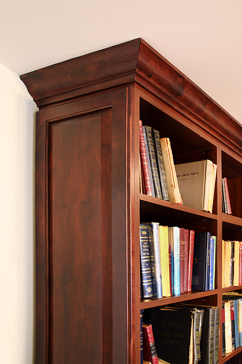 Library Bookcase with Crown Moulding Close Up