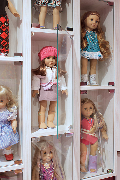 American Girl Doll Wall Mounted Display Case Close Up