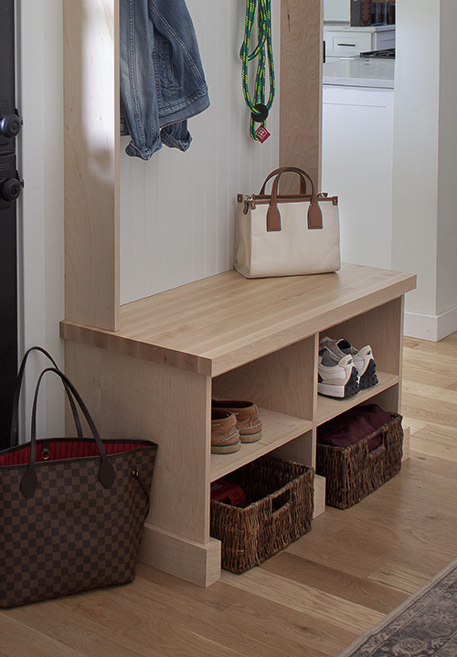 Mudroom Solid Maple Butcher Block Bench Top with Shoe Storage