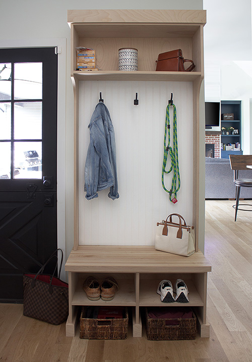 Mudroom Bench with Bead Board Backer