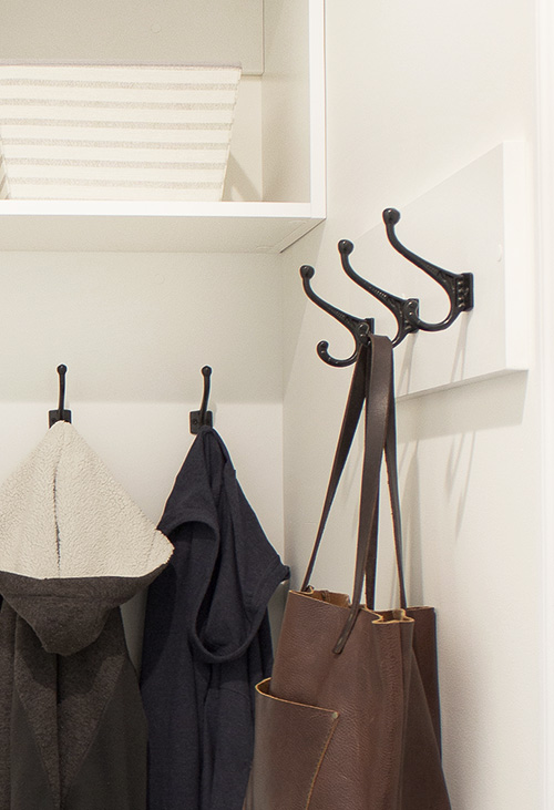 Mudroom Coat and Purse Hooks Close Up