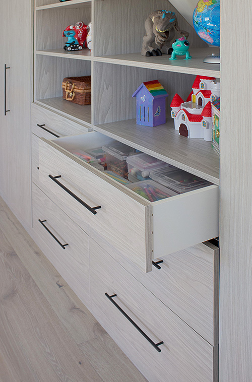 Playroom Storage Cabinet with Drawer Close Up