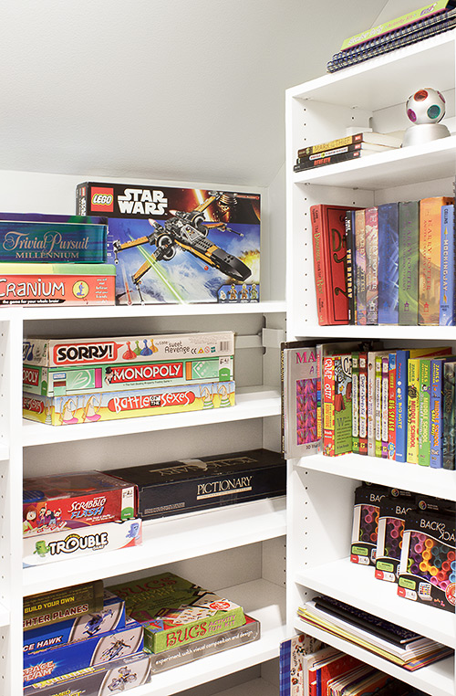 Game Closet with Adjustable Shelves