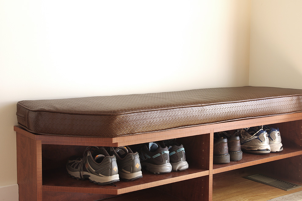 Cushioned Shoe Storage Bench Close Up