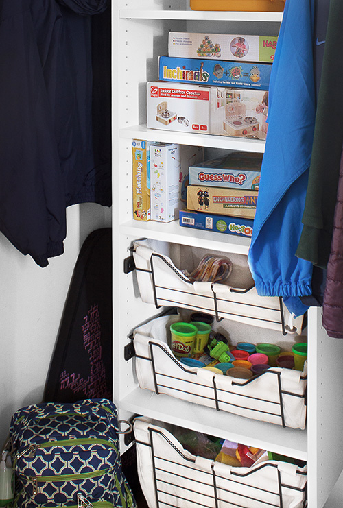 Mudroom Sliding Baskets with Canvas Liner