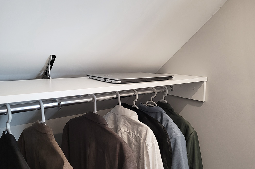 Abrecht Bracket To Create Hanging Closet Storage for Sloped Ceilings 