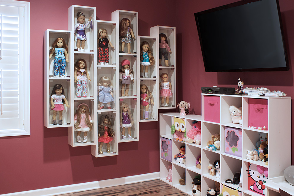 American Girl® Doll Display Case with Push to Open Glass Doors