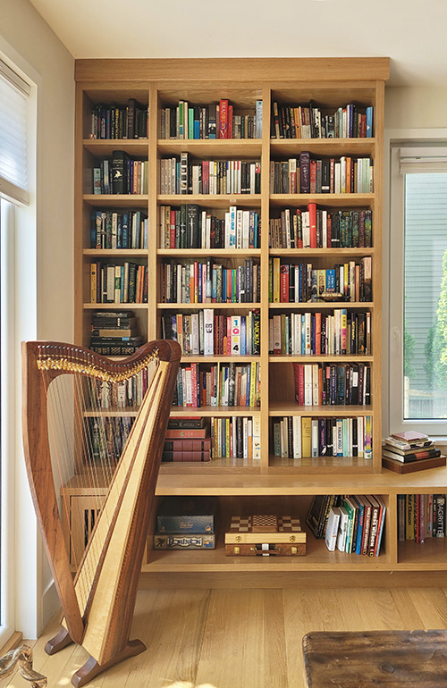 Built-In White Oak Bookcase