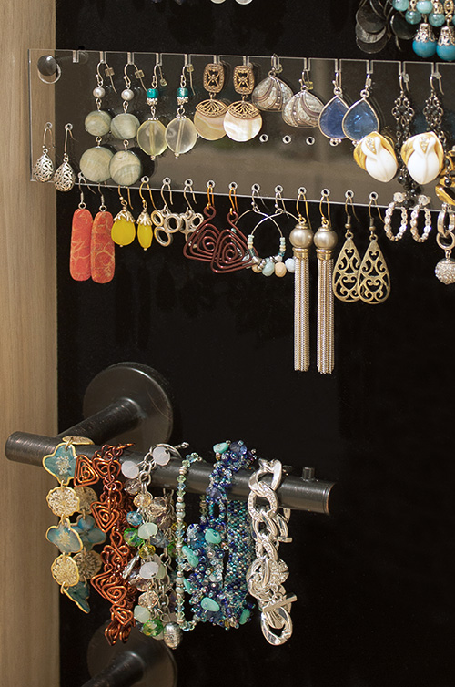 Closet Earring Organization Using Acrylic Holders & Storage for Rylex Custom Cabinets