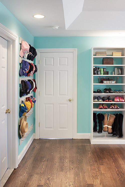 Baseball Cap Rack Fills Entire Closet Wall