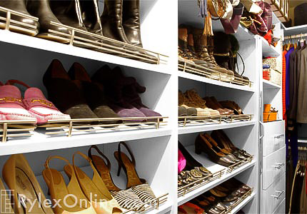 Angled Shoe Shelves  with Fence