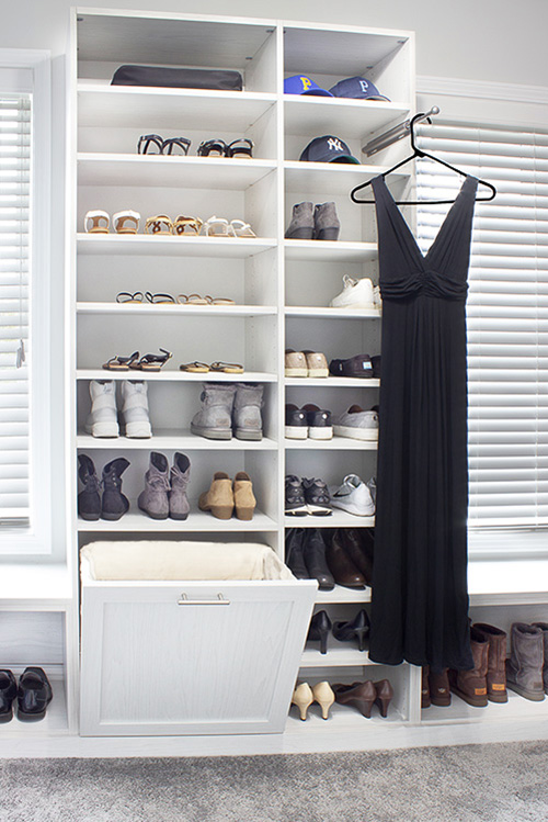 Bedroom Closet with Tilt Out Hamper