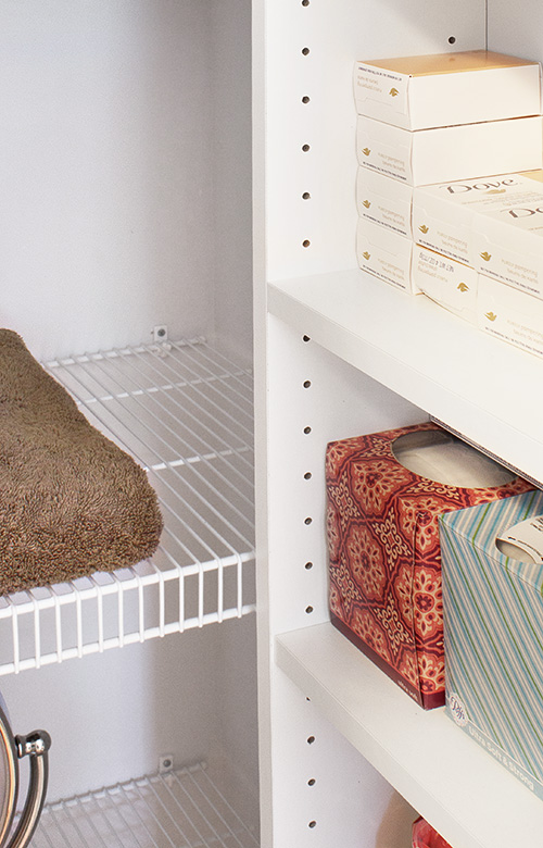 Linen Closet with Adjustable Wire and Melamine Shelving