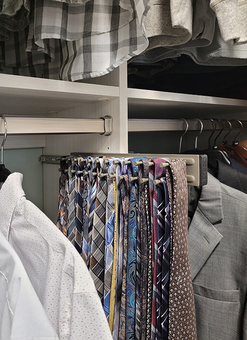Luxury Walk-In Closet with Sliding Tie Rack