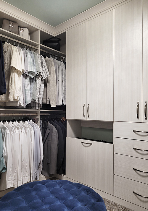 Primary Walk-In Closet for His & Her Luxury Storage Cabinets
