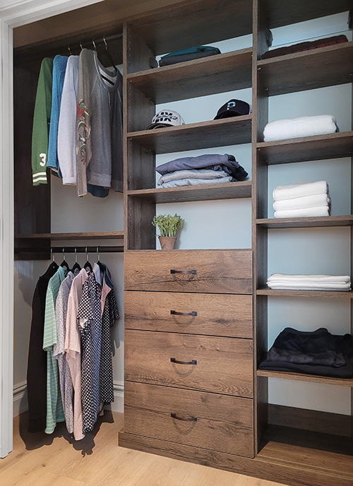 Custom Reach-In Closet with Adjustable Shoe Shelves in Monroe, NY