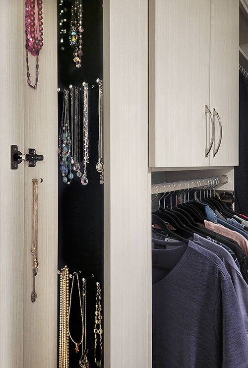 Double Tiered Velvet Lined Jewelry Drawers for Custom Closets