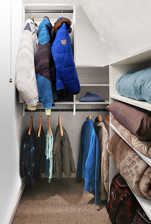 Sloped Ceiling Custom Closet Designed for Winter Storage in Pine Bush, NY