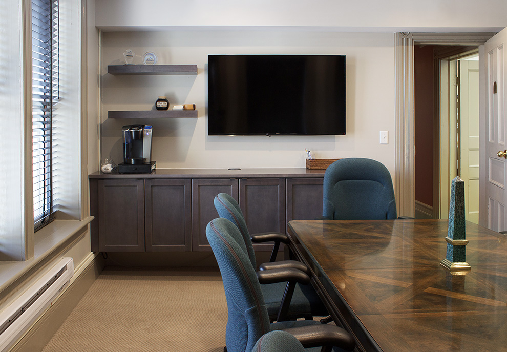 Conference Room with Credenza and Floating Shelves