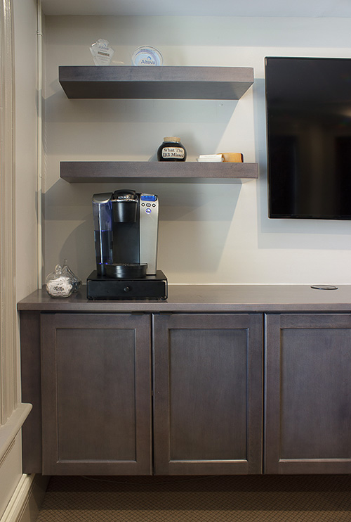 Office Credenza with Floating Shelves Close Up