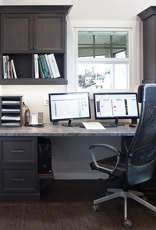 Commercial Workspace with Cabinets and Open Shelves