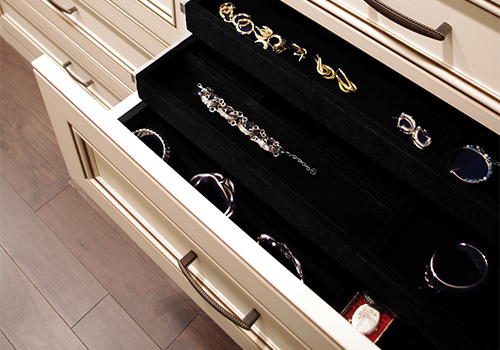 Velvet Lined Triple Tiered Jewelry Drawer