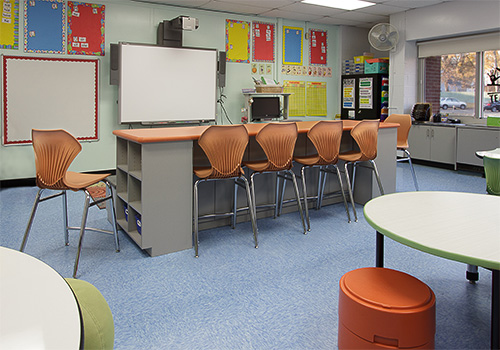 Classroom Islands with Locking Cabinet Storage