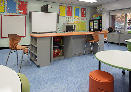 Classroom Islands with Locking Cabinet Storage