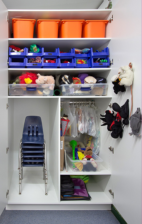 Preschool Room Cabinets for Costumes and Puppets