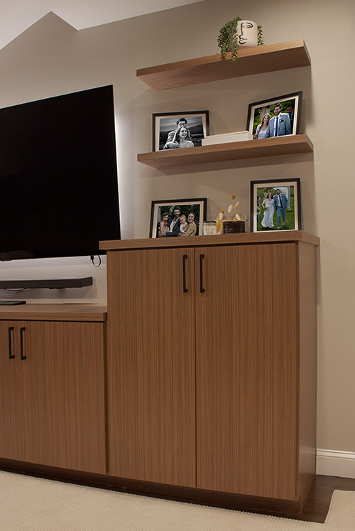 Entertainment Center with TV Backlights and Floating Shelves