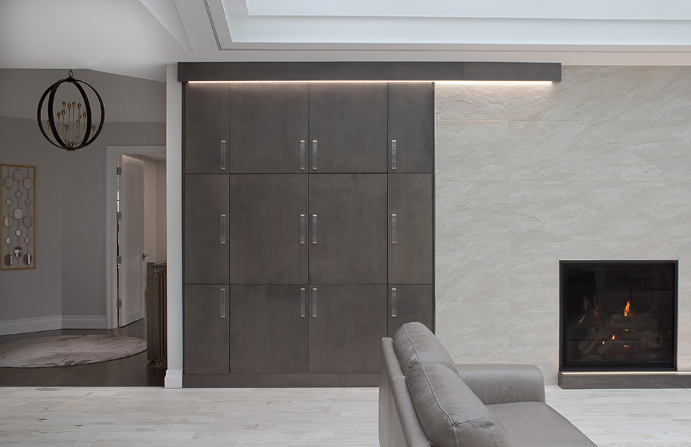 Elegant Entertainment Center Conceals TV and Media Components