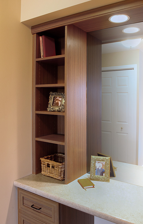 Bedroom Vanity Cabinet with Mirror Close Up