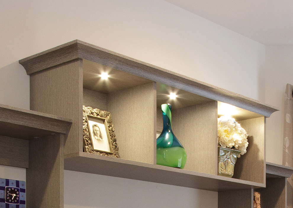 Contemporary Entertainment Cabinet Display Shelves Close Up