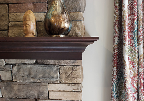 Wood Fireplace Mantel Close On