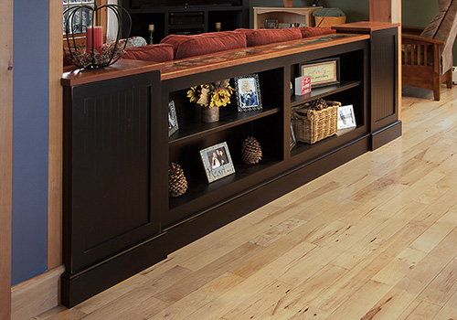 Distressed Room Divider Cabinet with Open Shelves