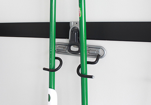 Garage Double Hooks for Brooms Close Up