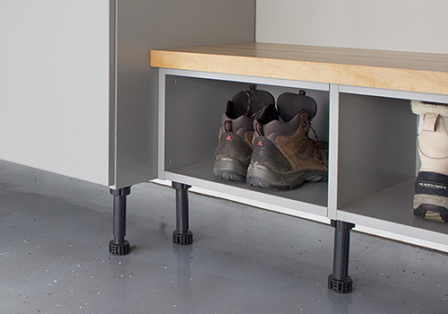 Garage Shoe Storage Bench with Butcher Block