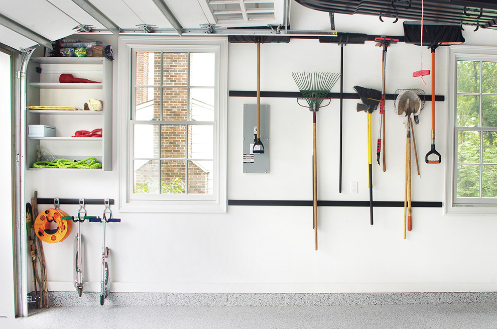 Garage Sports Storage System Rails and Hooks